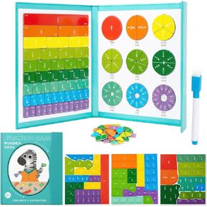 Magnetic Fraction Playbook: Magnetic Fraction Educational Puzzle Tiles & Circles, Fractions Magnets Demonstration Book Montessori Math Manipulatives for Kids Elementary School Game in Saudi Arabia
