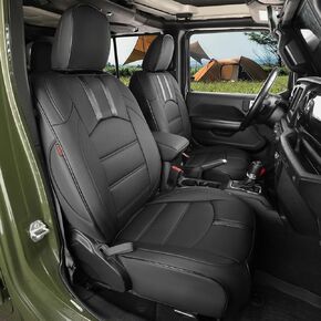 مجموعة أغطية مقاعد Coverdream Wrangler كاملة لسيارة Jeep Wrangler 2018-2026 Rubicon، Sport، Sahara، مقعد خلفي مقسم بدون مسند للذراع، مغطى بالكامل، واقي مقعد السيارة من الجلد الفاخر المقاوم للماء (أسود وألياف الكربون) in Kuwait