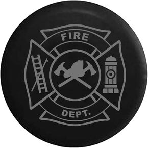 Maltese Cross Firefighter Fire Department Spare Tire Cover fits SUV Camper RV Accessories Gray Ink 30 in in Saudi Arabia