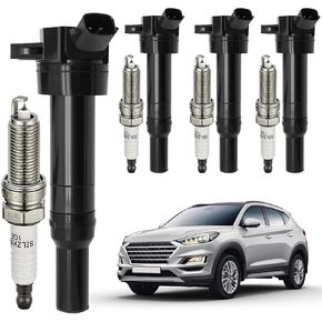 4 قطع من ملفات الإشعال UF651 وقابس إشعال إيريديوم مزدوج 9686 متوافق مع 2012-2016 Hyundai Elantra Tucson Kia Soul Forte 2.0 1.8 L4 يستبدل # C1804 5C1861 1788511 in Kuwait