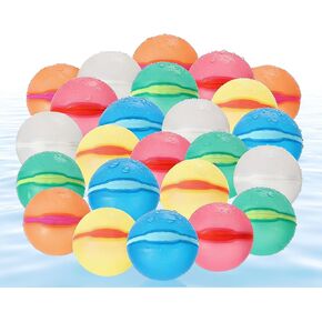 Reusable Water Balloons, 24 Pack Magnetic Refillable Water Balloons Quick Fill, Summer Fun for Kids Outdoor Pool Water Toys, Reusable Summer Outdoor Toys (24pcs) in Saudi Arabia