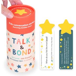 TALK & BOND بداية المحادثة العائلية للأطفال من سن 3 إلى 6 سنوات | 300 سؤال + 180 متابعة | لعبة التعلم العاطفي الاجتماعي (SEL) بدون شاشة للعشاء العائلي ووقت النوم والسفر in Kuwait