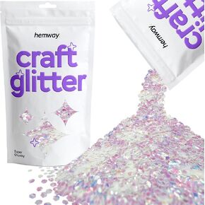 Hemway Craft Glitter 100g / 3.5oz رقائق لامعة للفنون والحرف البهلوانات الراتنج الايبوكسي قصاصات الزجاج المدارس ورقة زينة الهالوين - مكتنزة للغاية (1/8 "0.125" 3 مم) - أم اللؤلؤ قزحي الألوان in Saudi Arabia