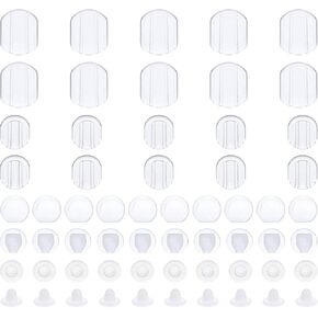 80Pcs Clip On Earring Pads Backs Clear Silicone Earrings Covers Comfort Cushions Backs Slide On Comfort Backing Clips for Sports Slide On Rubbers, Clear White in Saudi Arabia
