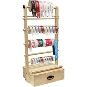 Wooden Ribbon Organizer Holder Storage Organizer for Sewing Craft Wreath Crochet Roll Florist Arts Wrapping Gift in Saudi Arabia