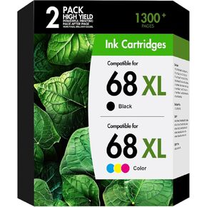 68XL 68 خراطيش حبر أسود/لون مجموعة كومبو 6155e 6555e بديلة لخراطيش حبر HP68 68XL لطابعات HP تعمل لخراطيش Envy 6155e 6555e 6500e 6552e 6558e 6100e (1 أسود، 1 ثلاثي الألوان) in Kuwait