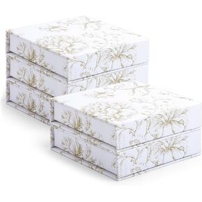 Sorarto Luxury Keepsake Gift Boxes with Magnetic Lids (2 Pack) - Rigid 4x4 Boutique Box for Handkerchiefs, Jewelry & Bridal Gifts - Elegant Gold Floral Design in Saudi Arabia
