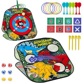 5-in-1 Bean Bag Toss Game for Kids Ages 3-8, Outdoor Cornhole Set with 3 Interchangeable Boards (Toss/Dart/Tic-Tac-Toe), Includes 8 Beanbags 6 Balls/Darts/Rings, Backyard Toys for Boys in Saudi Arabia