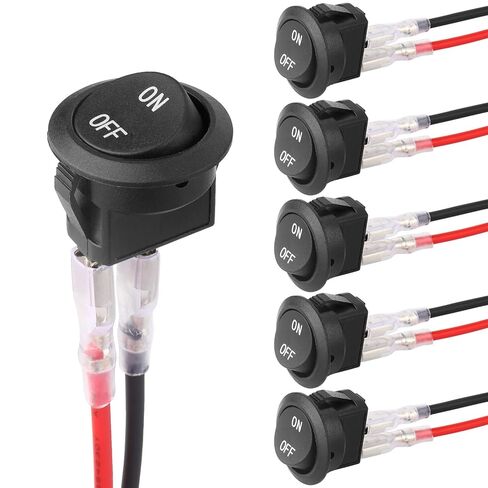 VWEICYY 12V DC SPST Toggle Switch - مفتاح هزاز دائري ثنائي الدبوس للسيارات والمركبات الترفيهية والأجهزة المنزلية in Kuwait