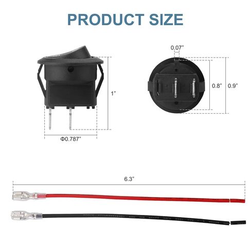 VWEICYY 12V DC SPST Toggle Switch - مفتاح هزاز دائري ثنائي الدبوس للسيارات والمركبات الترفيهية والأجهزة المنزلية in Kuwait