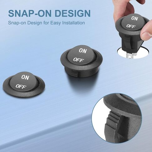 VWEICYY 12V DC SPST Toggle Switch - مفتاح هزاز دائري ثنائي الدبوس للسيارات والمركبات الترفيهية والأجهزة المنزلية in Kuwait