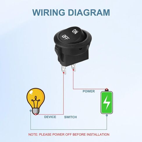 VWEICYY 12V DC SPST Toggle Switch - مفتاح هزاز دائري ثنائي الدبوس للسيارات والمركبات الترفيهية والأجهزة المنزلية in Kuwait