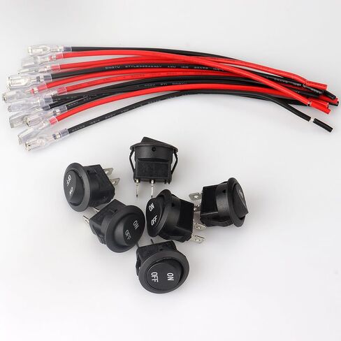 VWEICYY 12V DC SPST Toggle Switch - مفتاح هزاز دائري ثنائي الدبوس للسيارات والمركبات الترفيهية والأجهزة المنزلية in Kuwait