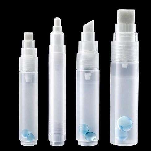 4Pcs Refillable Empty Paint Markers Set - Jumbo Flat Head Fillable Graffiti Pens (6.5, 8, 11, 16mm Tips) - Clear Body Leak-Proof Touch-Up Pens for Acrylic, Oil, Water-Based Ink Refillable Paint Marker in Kuwait