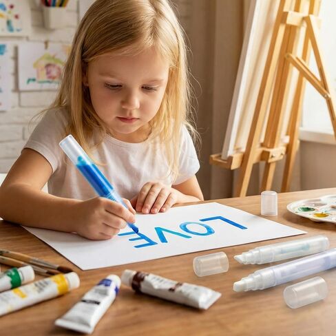 4Pcs Refillable Empty Paint Markers Set - Jumbo Flat Head Fillable Graffiti Pens (6.5, 8, 11, 16mm Tips) - Clear Body Leak-Proof Touch-Up Pens for Acrylic, Oil, Water-Based Ink Refillable Paint Marker in Kuwait