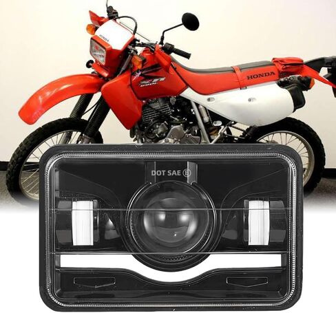 مجموعة المصابيح الأمامية مقاس 4 × 6 بوصة متوافقة مع مصباح Honda XR250 XR250L XR650L XR650R الأمامي ذو الشعاع العالي المنخفض، 6000K أبيض، التوصيل والتشغيل، معتمد من DOT، قطعة واحدة in Kuwait