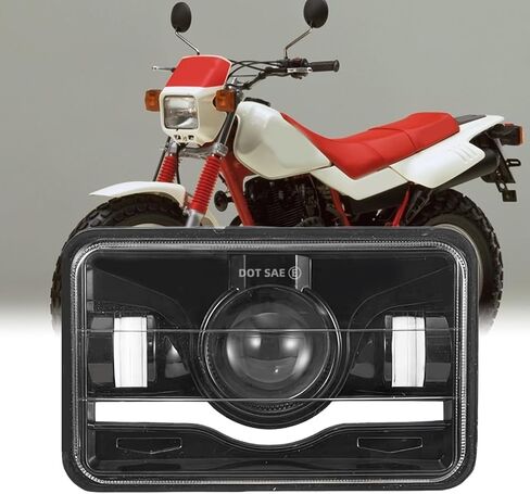 مجموعة المصابيح الأمامية مقاس 4 × 6 بوصة متوافقة مع مصباح Honda XR250 XR250L XR650L XR650R الأمامي ذو الشعاع العالي المنخفض، 6000K أبيض، التوصيل والتشغيل، معتمد من DOT، قطعة واحدة in Kuwait