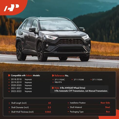 A-Premium Rear Drive Shaft Driveshaft Assembly Compatible with Subaru Impreza 2018 2019 2020 2021 2022, AWD, Automatic CVT Transmission, Complete Prop Shaft in Kuwait