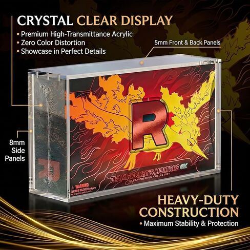 Premium Acrylic Display Case for Team Rocket's Moltres ex Ultra-Premium Collection - 8mm Side & 5mm Front Thick Protector Box with Strong Magnetic Lid, Clear UV & Dust Resistant in Saudi Arabia