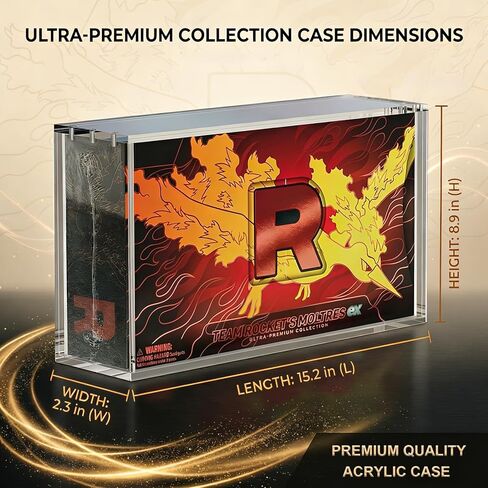 Premium Acrylic Display Case for Team Rocket's Moltres ex Ultra-Premium Collection - 8mm Side & 5mm Front Thick Protector Box with Strong Magnetic Lid, Clear UV & Dust Resistant in Saudi Arabia