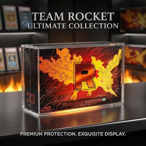 Premium Acrylic Display Case for Team Rocket's Moltres ex Ultra-Premium Collection - 8mm Side & 5mm Front Thick Protector Box with Strong Magnetic Lid, Clear UV & Dust Resistant in Saudi Arabia