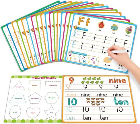 Alphabet Number Shapes Flash Cards,Handwriting Practice Writing Tracing Phonics Preschool Kindergarten Toddler Learning Activities Homeschool Classroom Autism Educational Toys ABC Letter in Saudi Arabia