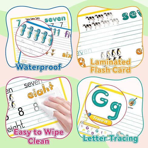 Alphabet Number Shapes Flash Cards,Handwriting Practice Writing Tracing Phonics Preschool Kindergarten Toddler Learning Activities Homeschool Classroom Autism Educational Toys ABC Letter in Saudi Arabia
