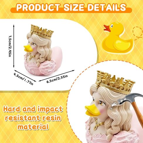 Resin Princess Duck Figurine - Unique Handmade Collectible Duck Decor for Car Dashboard, Home Desk | Novelty Funny Duck Gift in Saudi Arabia