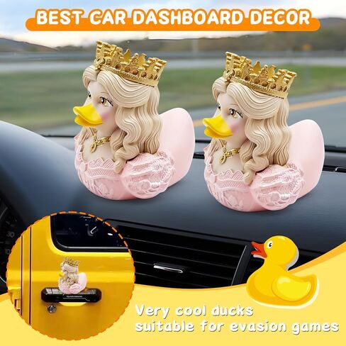 Resin Princess Duck Figurine - Unique Handmade Collectible Duck Decor for Car Dashboard, Home Desk | Novelty Funny Duck Gift in Saudi Arabia