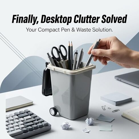 Funny Pen Holder for Desk, Novelty Tiny Recycle Bin Pencil Holder, Storage for Pencils & Pens, Mini Trash Can for Desk Desktop Miniature Trash Can (Grey) in Kuwait