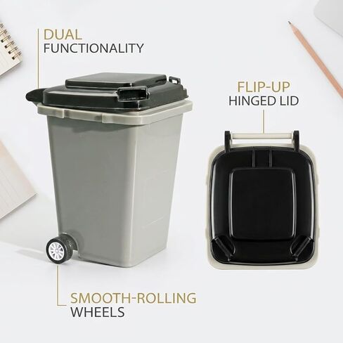 Funny Pen Holder for Desk, Novelty Tiny Recycle Bin Pencil Holder, Storage for Pencils & Pens, Mini Trash Can for Desk Desktop Miniature Trash Can (Grey) in Kuwait
