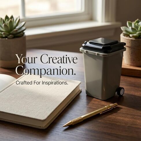 Funny Pen Holder for Desk, Novelty Tiny Recycle Bin Pencil Holder, Storage for Pencils & Pens, Mini Trash Can for Desk Desktop Miniature Trash Can (Grey) in Kuwait