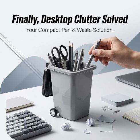 Funny Pen Holder for Desk, Novelty Tiny Recycle Bin Pencil Holder, Storage for Pencils & Pens, Mini Trash Can for Desk Desktop Miniature Trash Can (Grey) in Kuwait