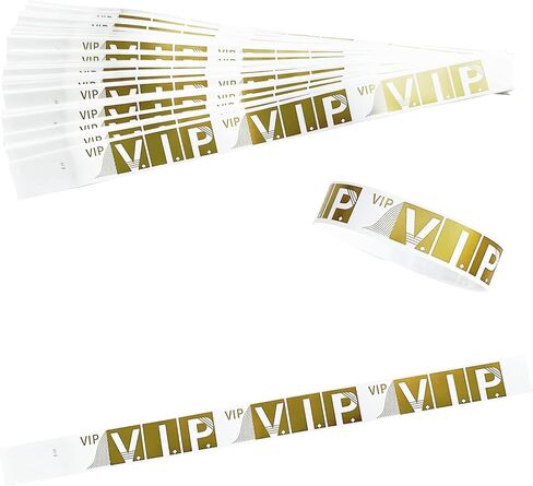 200PCS Waterproof VIP Wristbands Gold Party Armbands Lightweight Paper Wristbands for Amusement Parks, Concerts, Fairs, Festivals and Events(Metallic Gold) in Saudi Arabia