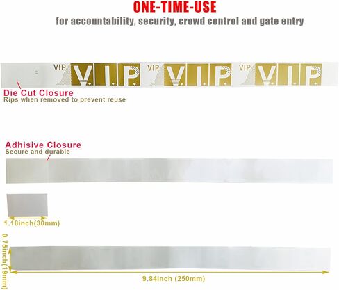 200PCS Waterproof VIP Wristbands Gold Party Armbands Lightweight Paper Wristbands for Amusement Parks, Concerts, Fairs, Festivals and Events(Metallic Gold) in Saudi Arabia