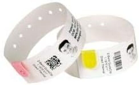 Zebra Z-Band Direct، للكبار، إغلاق لاصق أبيض، 10006998K، 35-10006995K (إغلاق لاصق يحتوي على 6 خراطيش مع 200 سوار معصم لكل خرطوشة) in Kuwait