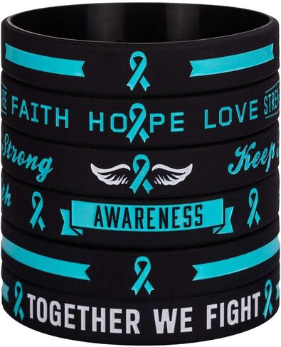 Sainstone Teal Awareness Ribbon Silicone Bracelets with Saying- Mental Health Awareness Bracelet- Teal Cancer & Cause Ribbon Wristbands Gifts for Men Women, Patients Survivors, Family Friends in Kuwait