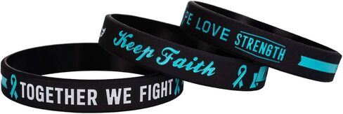 Sainstone Teal Awareness Ribbon Silicone Bracelets with Saying- Mental Health Awareness Bracelet- Teal Cancer & Cause Ribbon Wristbands Gifts for Men Women, Patients Survivors, Family Friends in Kuwait