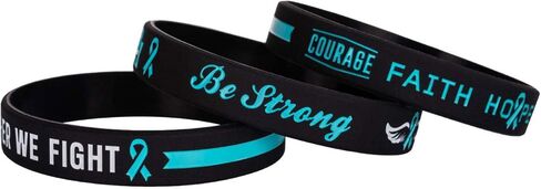 Sainstone Teal Awareness Ribbon Silicone Bracelets with Saying- Mental Health Awareness Bracelet- Teal Cancer & Cause Ribbon Wristbands Gifts for Men Women, Patients Survivors, Family Friends in Kuwait