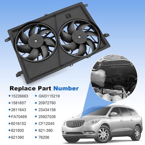 Engine Dual Radiator Cooling Fan Assembly 25927026 Replacement for Chevrolet Traverse 2009-2017 Replacement for GMC Acadia 2007-2017 V6 3.6L Electric Radiator Condenser Replaces 621-390 20972760 in Kuwait