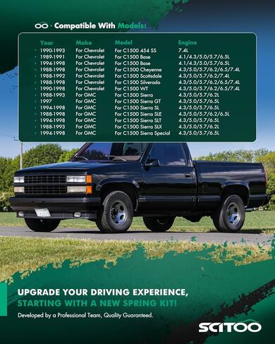 مجموعة إسقاط خلفية SCITOO مقاس 4 بوصات مع أغلال وشماعات 1988-1998 لسيارة Chevy Silverado لـ Gmc Sierra1500 C15 K15 شاحنة أوراق الربيع ملحقات دعامة تعليق بديلة تكبل سفلي in Kuwait