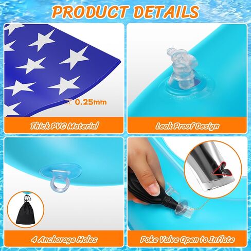 Pool Toys Games for Kids - Inflatable Outdoor Water Toys for Adults and Family Giant US Flag Floating Board Swimming Pool Game Float with 10 Balls Outdoor Beach Toy for Adults Teens Kids in Saudi Arabia