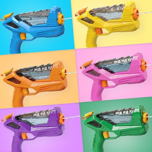 6 Pack Water Guns for Kids Adults - 6 Color Squirt Gun with Trigger, Long Range Water Pistol, Super Water Blaster Soaker Toys for Pool, Beach, Yard & Summer Party in Saudi Arabia