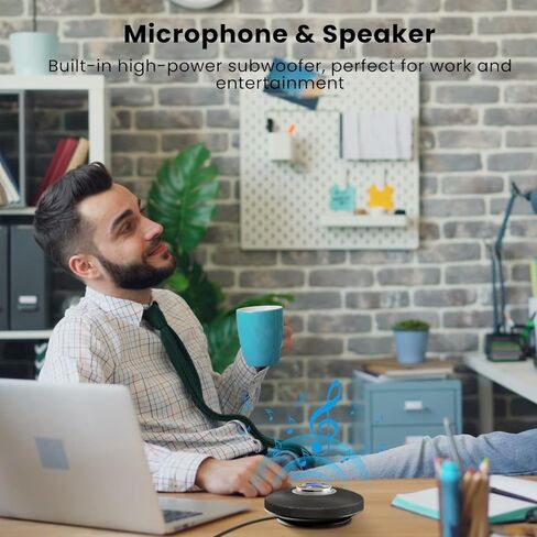 مكبر صوت USB سلكي من ConfCall MS13B، ميكروفونات ثلاثية المصفوفة مع تقليل الضوضاء، التقاط صوت محسن، مزدوج كامل للتكبير والتصغير والفرق وسكايب in Kuwait