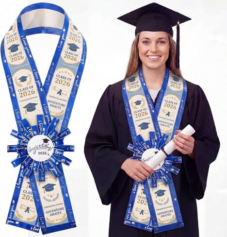 Janinka Graduation Money Lei مع حامل النقود فئة DIY من 2026 شريط التخرج Leis هدية زينة Grad هدايا نقدية لمستلزمات حفلات الكلية بالمدرسة الثانوية (أزرق، ذهبي) in Kuwait