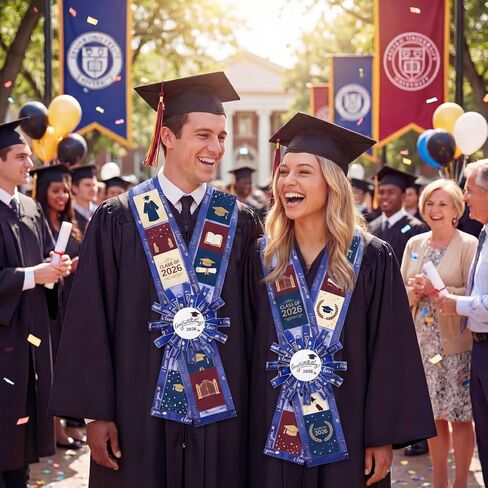 Janinka Graduation Money Lei مع حامل النقود فئة DIY من 2026 شريط التخرج Leis هدية زينة Grad هدايا نقدية لمستلزمات حفلات الكلية بالمدرسة الثانوية (أزرق، ذهبي) in Kuwait