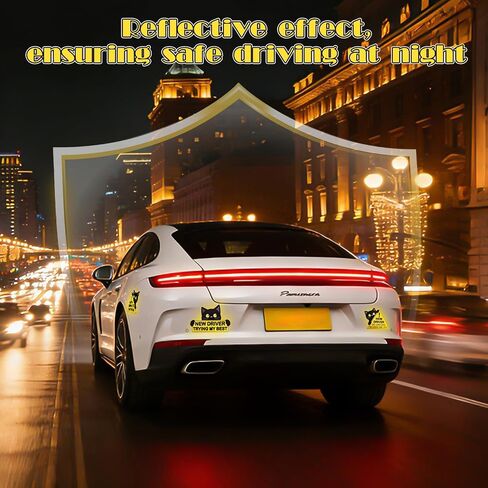 مغناطيس سيارة Kingmall Black Cat New Driver، 3 عبوات من علامات تحذير السلامة مع رسائل تحذير، شكل مستطيل ومثلث، 7.48 × 4.72 بوصة in Kuwait