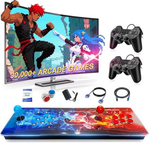 [30000 Games in 1] Arcade Console Pandora Box - with Two Extra Handles, 4K HDMI Output Plug & Play Video Game 256GB Memory Card Retro Gaming Console Double Joystick Favorites List in Saudi Arabia