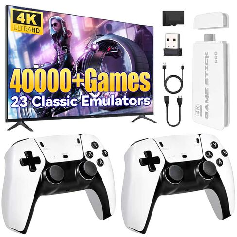 وحدة تحكم ألعاب ريترو مطورة لعام 2025، وحدات تحكم ألعاب فيديو 4K HDMI مع أكثر من 40,000 لعبة و23 محاكيًا، عصا ألعاب الفيديو للتوصيل والتشغيل (128 جيجا) in Kuwait