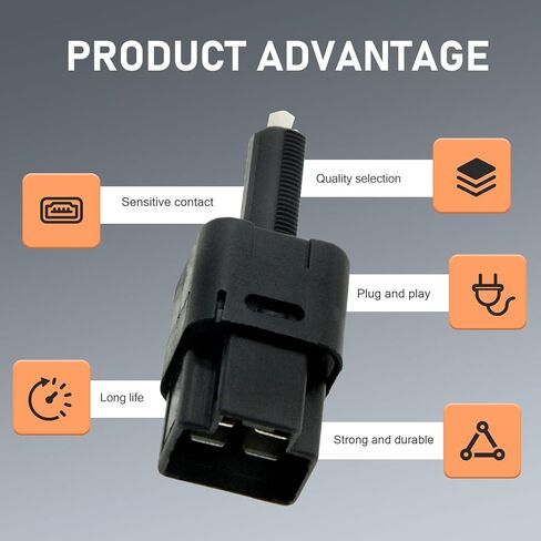 Car Brake Light Switch, Plug and Play Stop Switch Assembly with Insulated Housing, Control Unit Replacement OEM# 25320AX00A 25320AX00C 25320-AX00B, Compatible with Nissan Infiniti (Black) in Kuwait